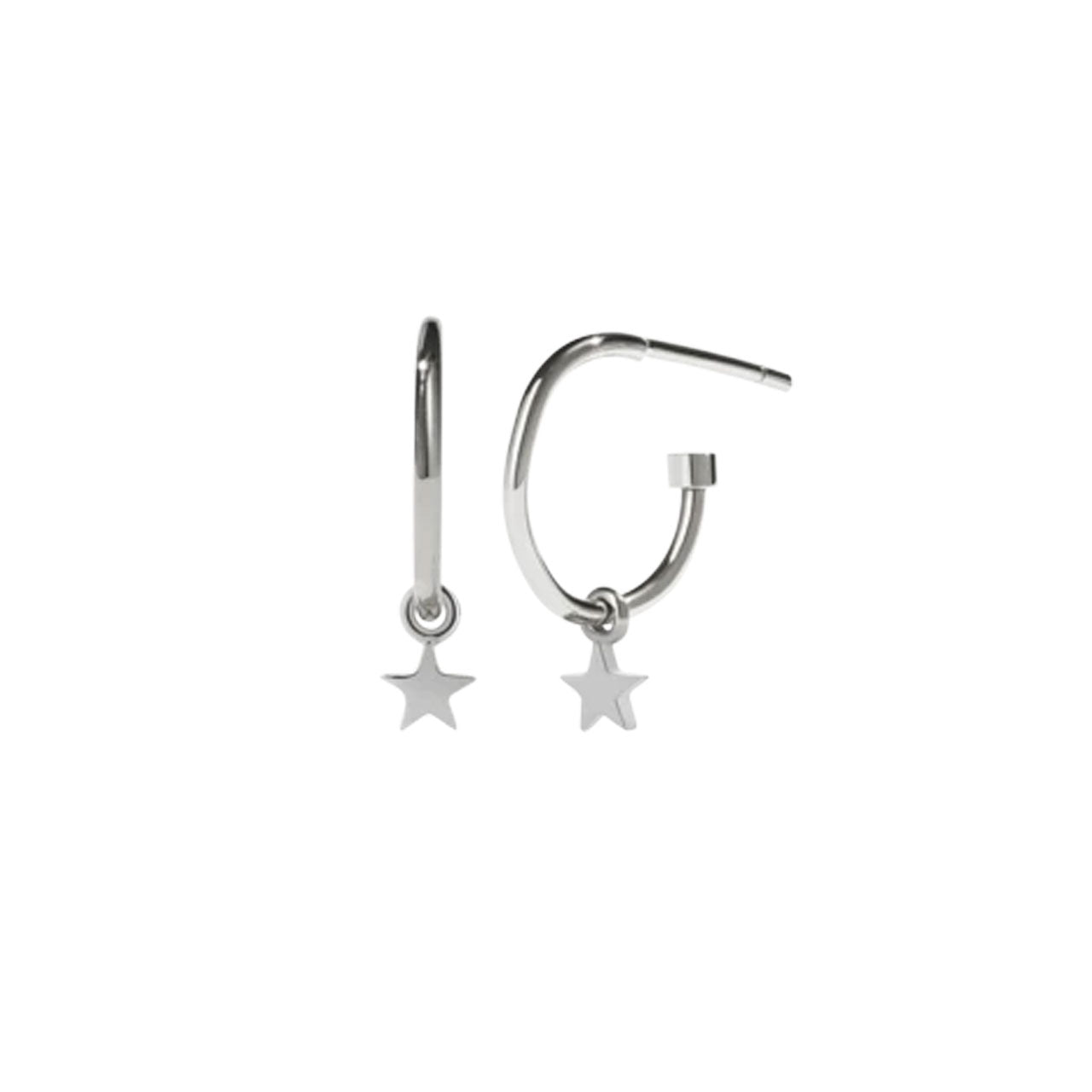 Sterling Silver Micro Star Endless Hoop Earrings