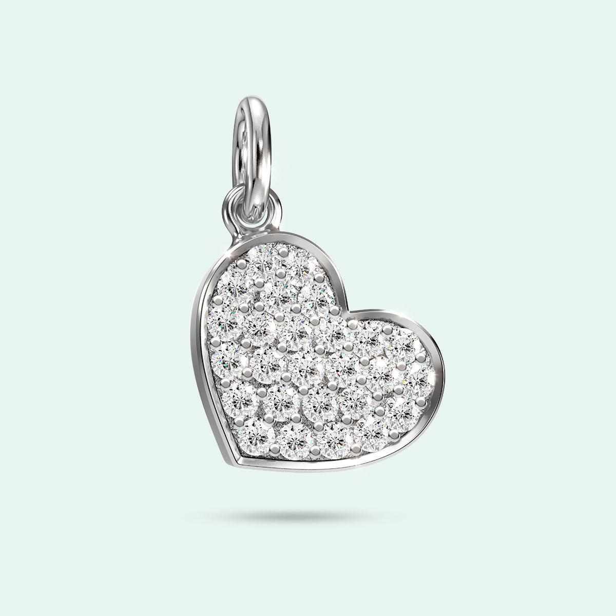 Sterling Silver Full Heart Crystal Charm