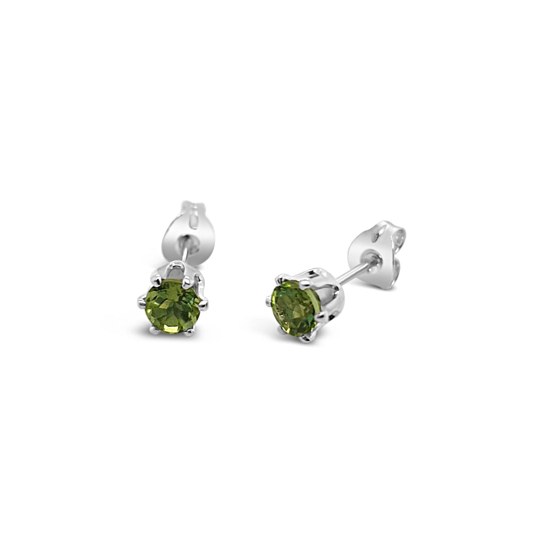 Sterling Silver 4mm Peridot Stud Earrings