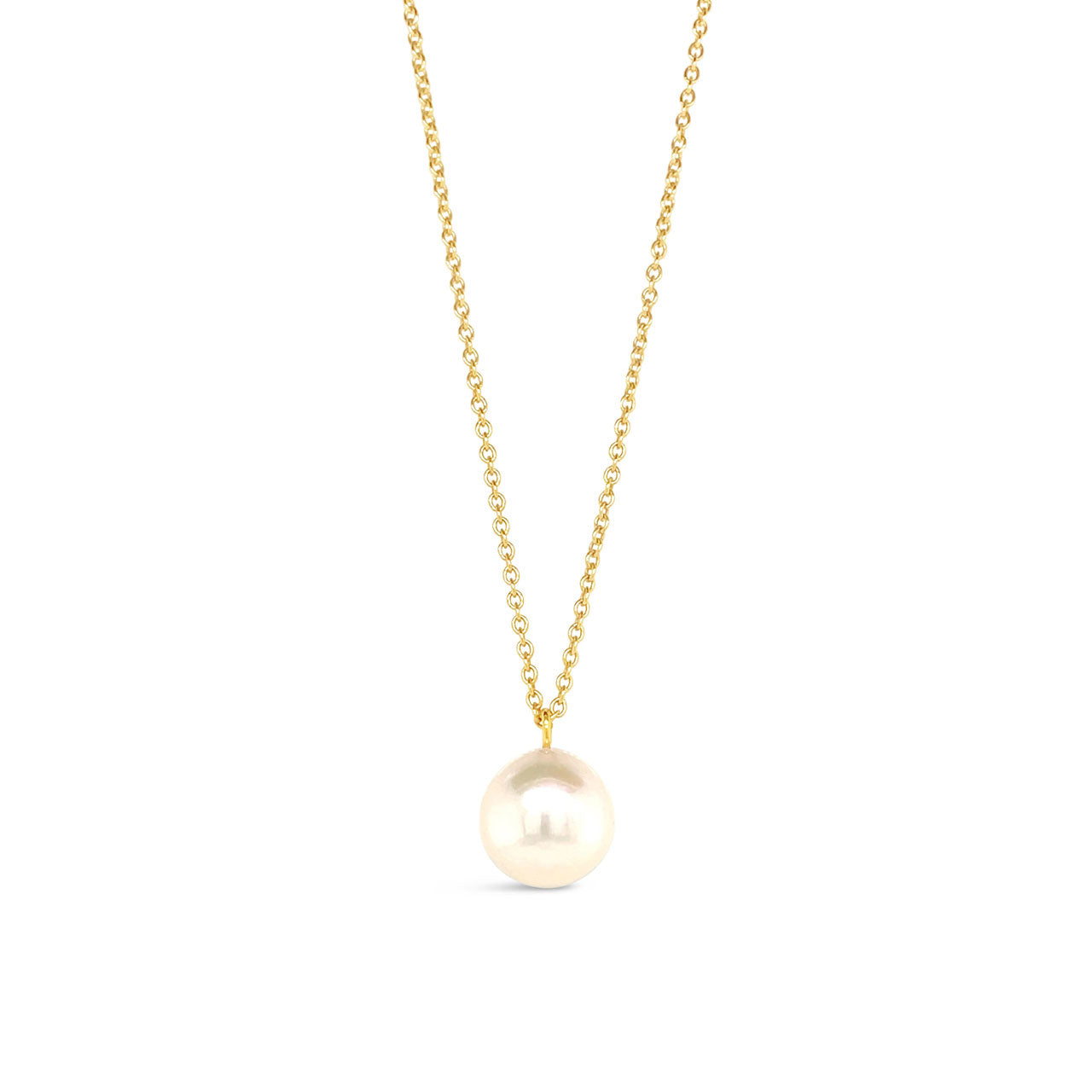 9k Yellow Gold Round Fresh Water Pearl Necklace