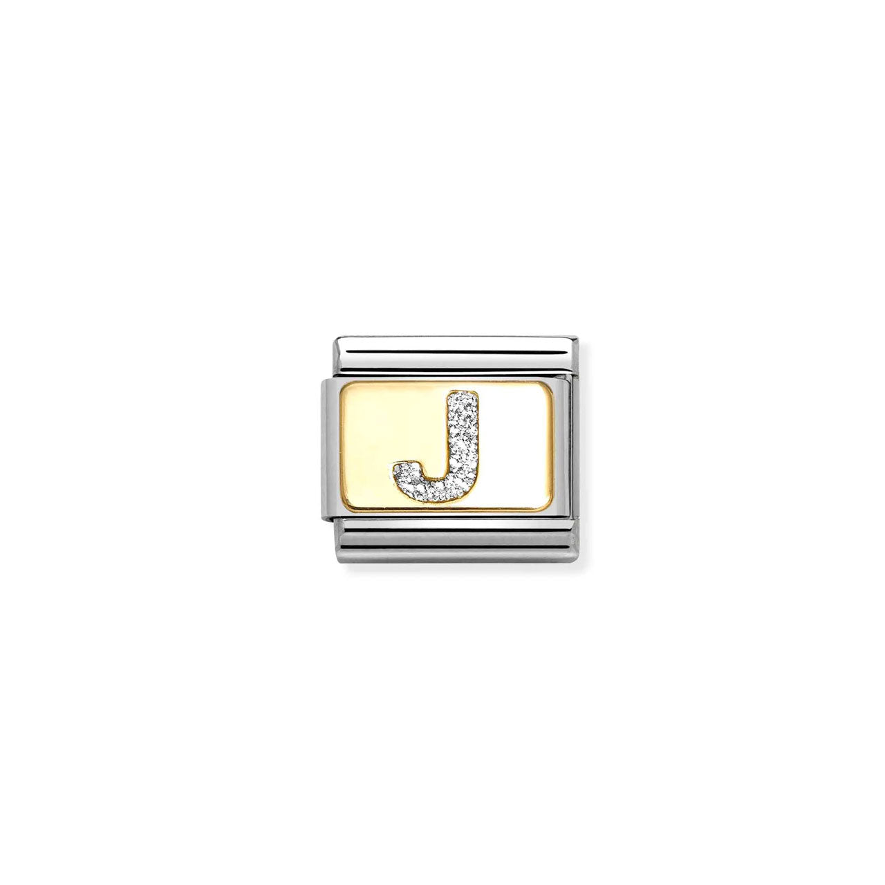 Composable Classic Link 030291/10 Silver Letter J In 18K Gold & Glitter Enamel