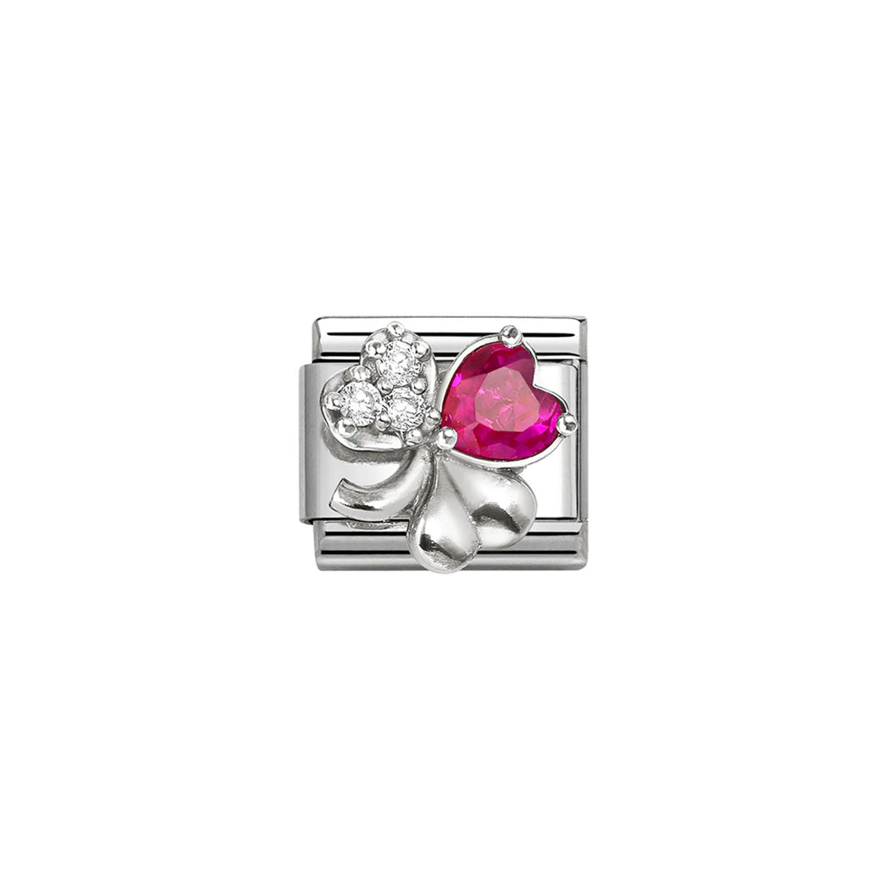 Composable Classic Link 330322/11 Clover With White & Red CZ In Silver