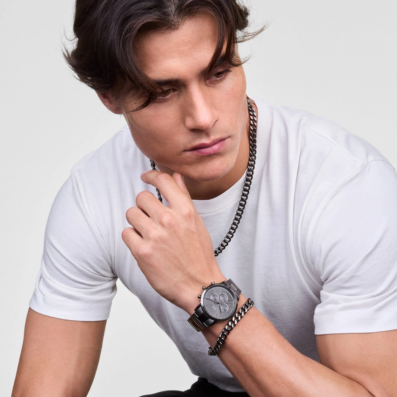 Ellipse Cuban Chain 55cm Necklace Graphite