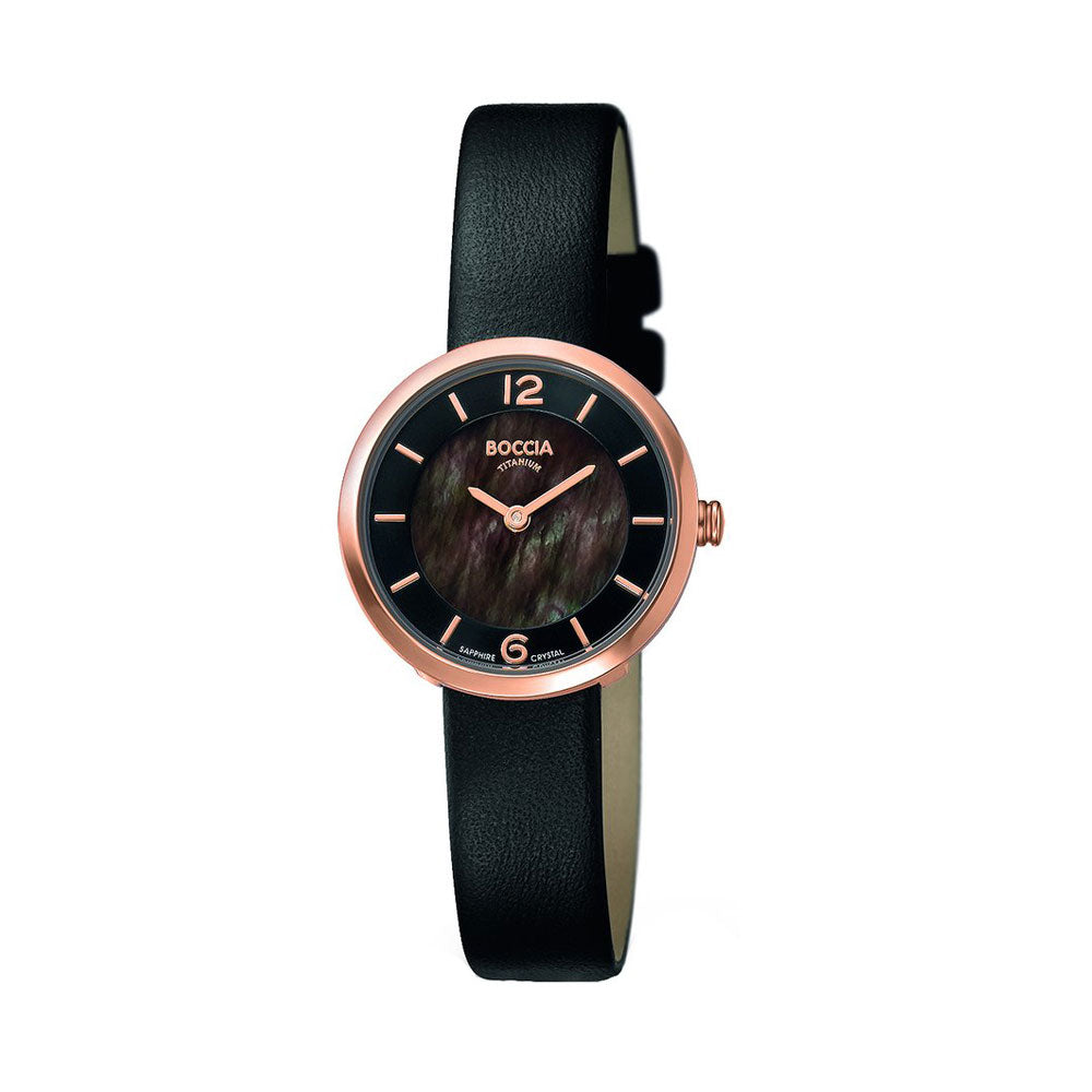 3266-03 - Ladies Rose Gold & Black Titanium Dress Watch