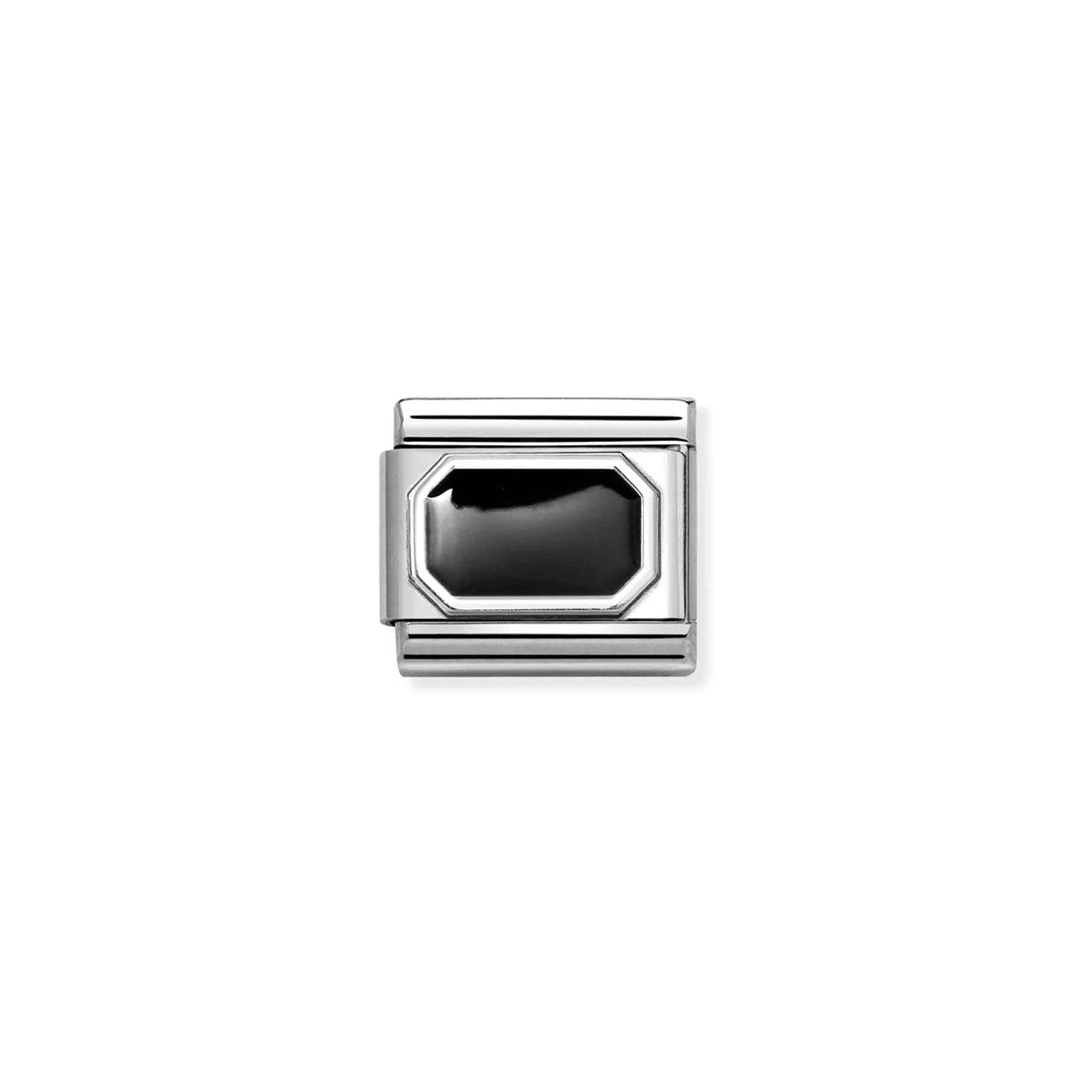 Composable Classic Link 330206/34 Rectangle In 925 Silver & Black Enamel