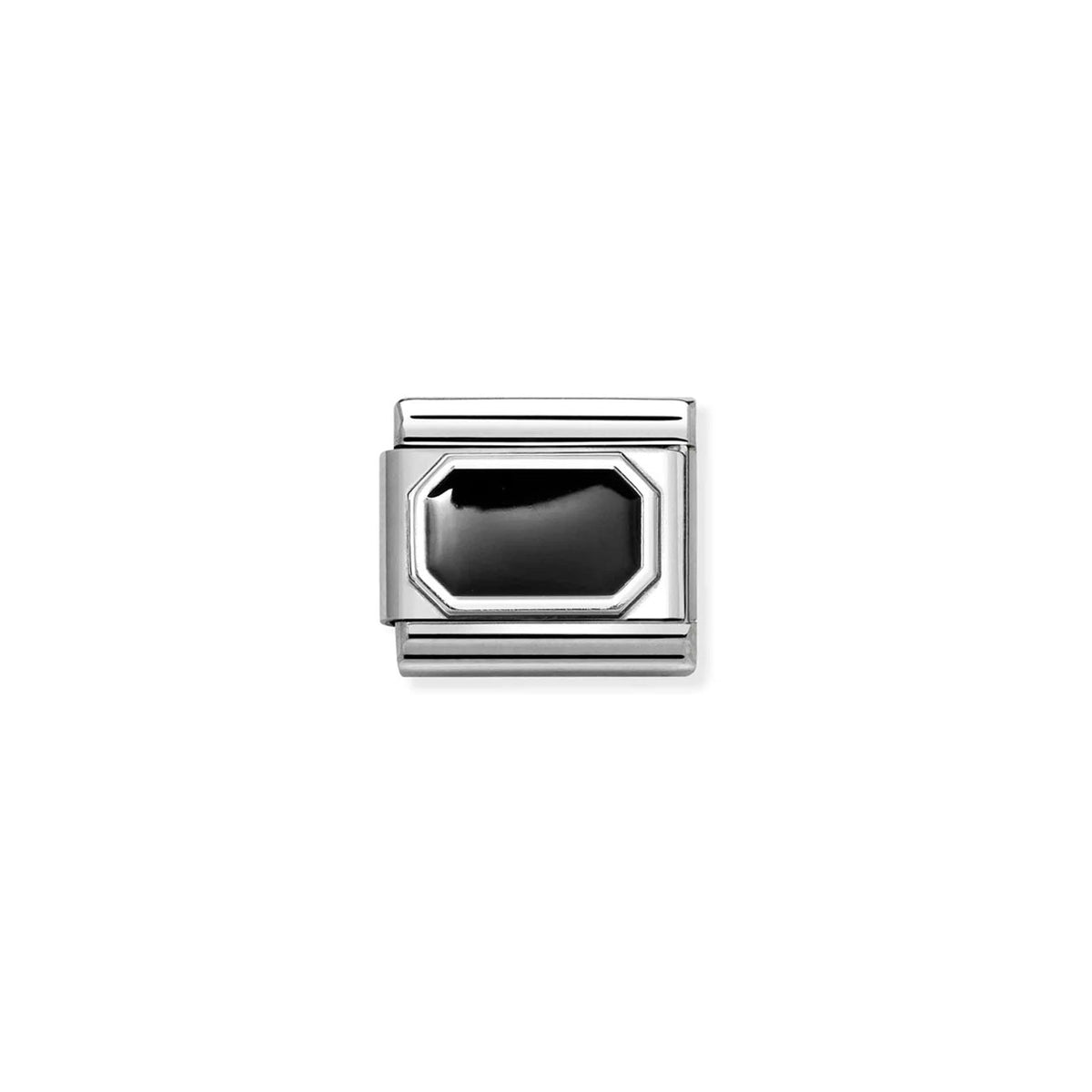 Composable Classic Link 330206/34 Rectangle In 925 Silver & Black Enamel