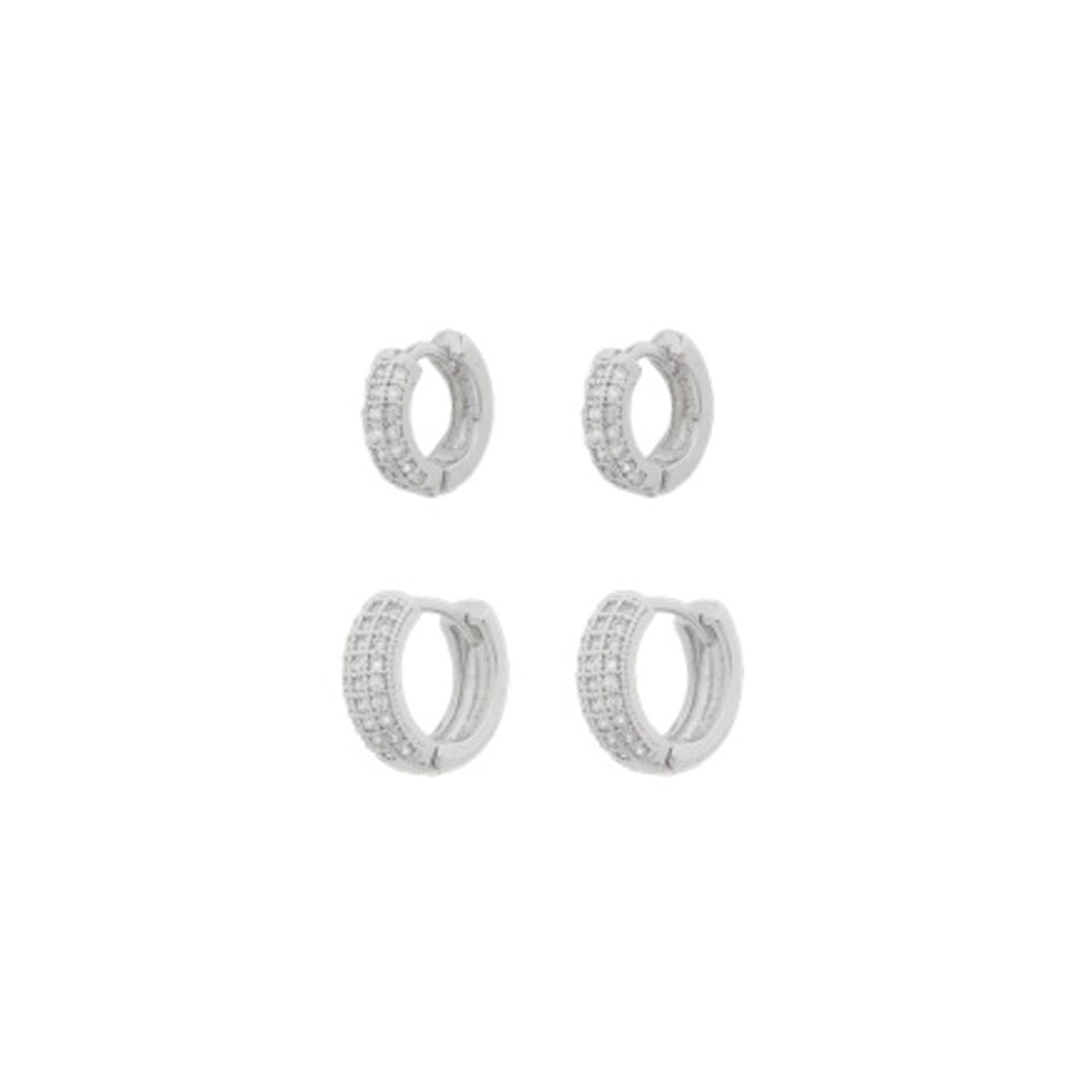 Silver Thick Huggie Set