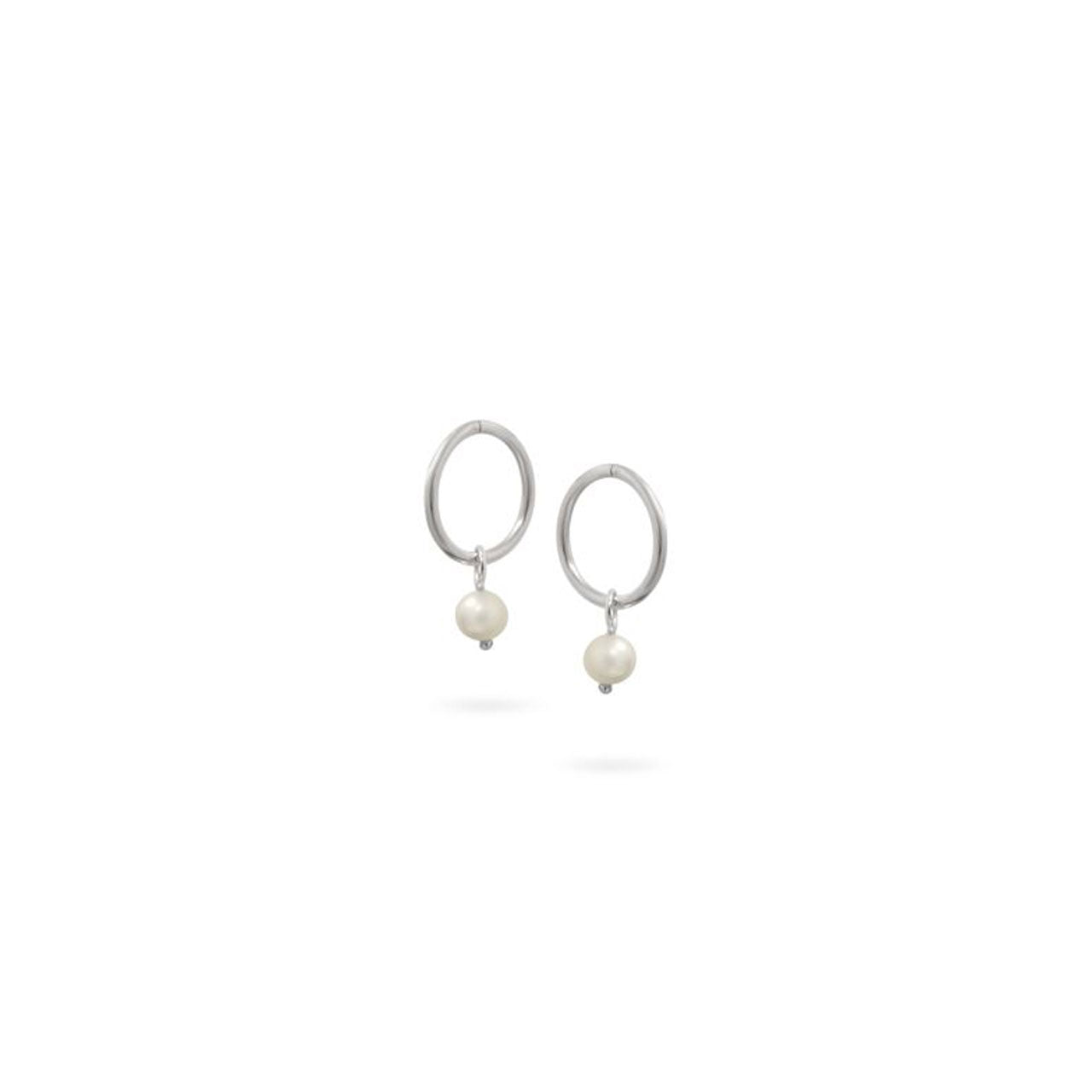 Sterling Silver 4-4.5mm White Fresh Water Pearl Sleeper Earrings