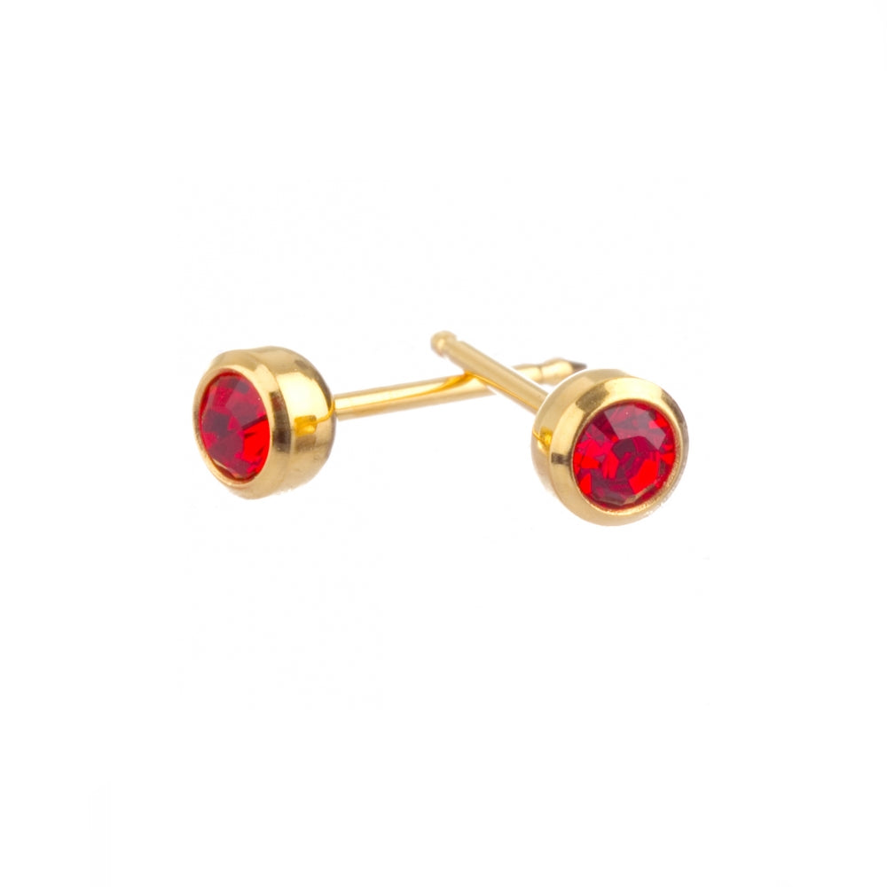 Surgical Stainless Steel Gold Plated July 3mm Bezel Studs