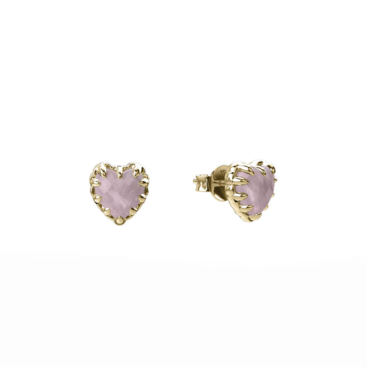 Love Claw Earrings Rose Quartz - Gold Plated