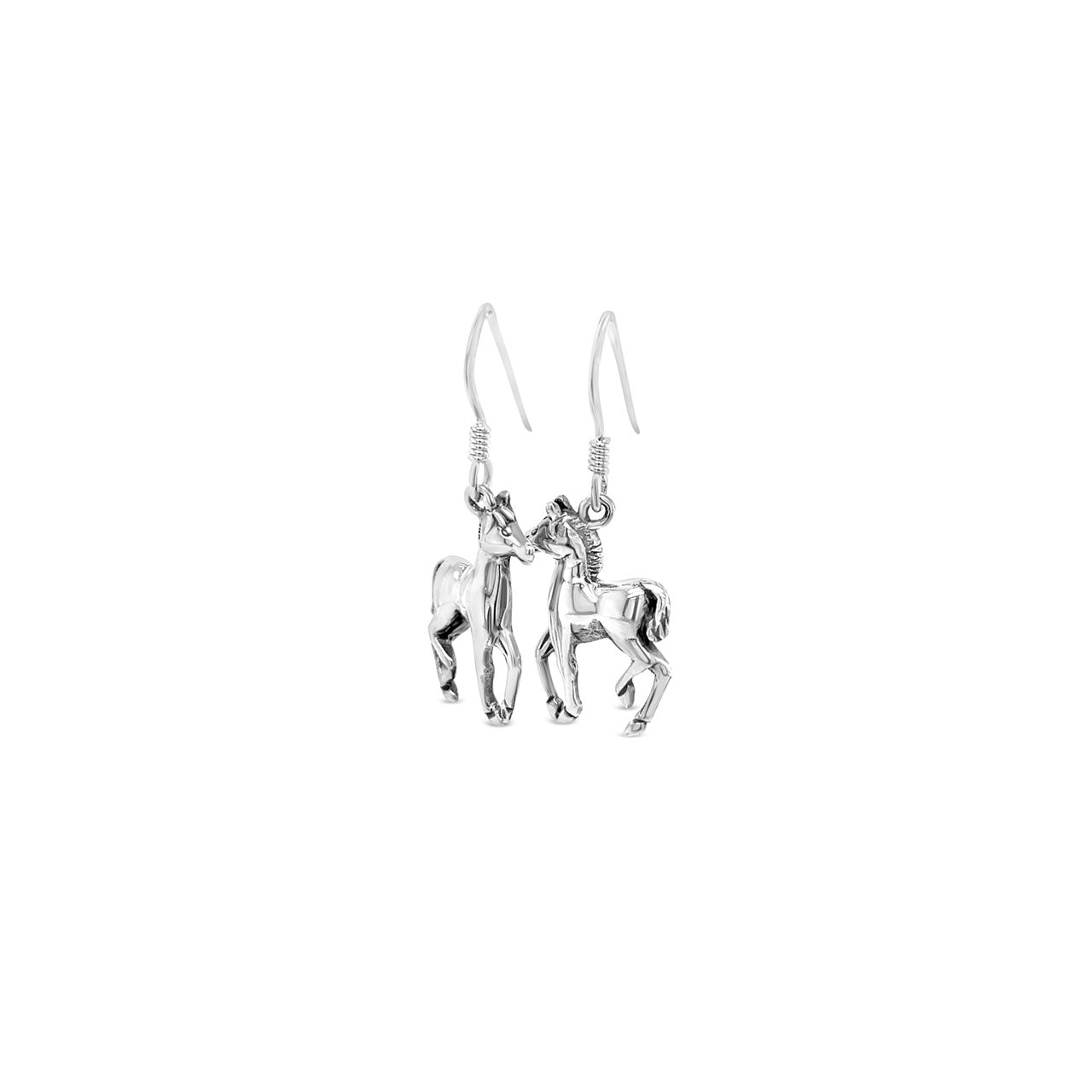 Sterling Silver Large Horse Hook Earrings