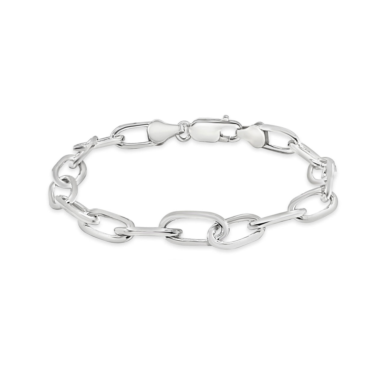 Sterling Silver Diamond Cut Long Cable Link Bracelet