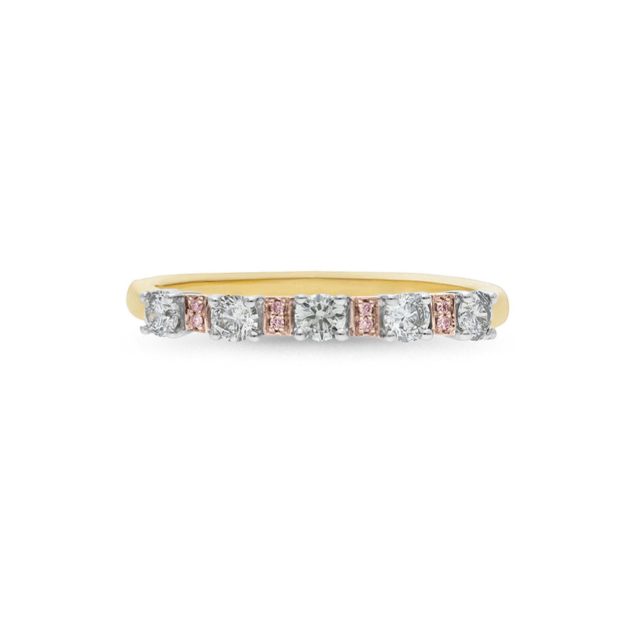 9k Yellow, White & Rose Gold Diamond Anniversary Ring