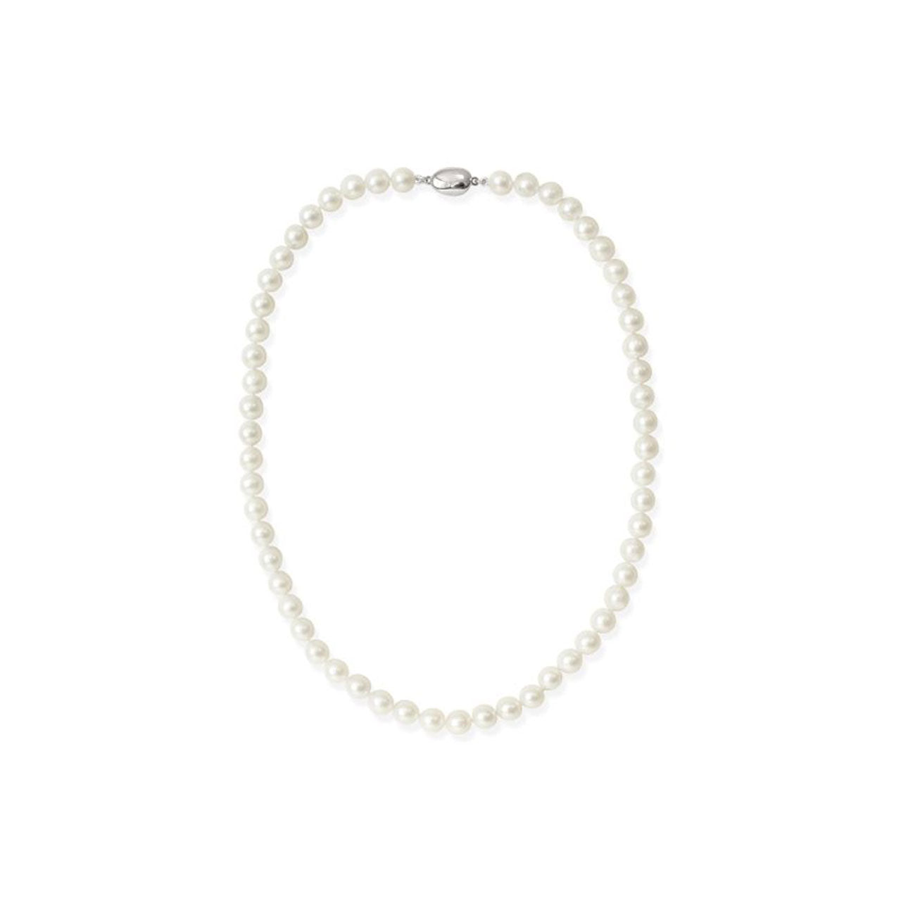 Fresh Water White Semi-Round 7-7.5mm Knotted Strand Necklace