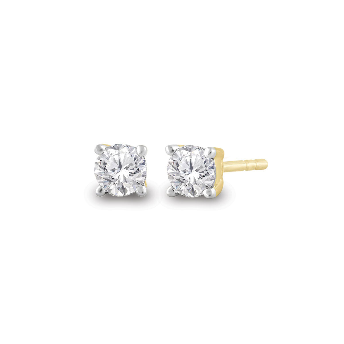 9k White & Yellow Gold 0.15ct Diamond Stud Earrings