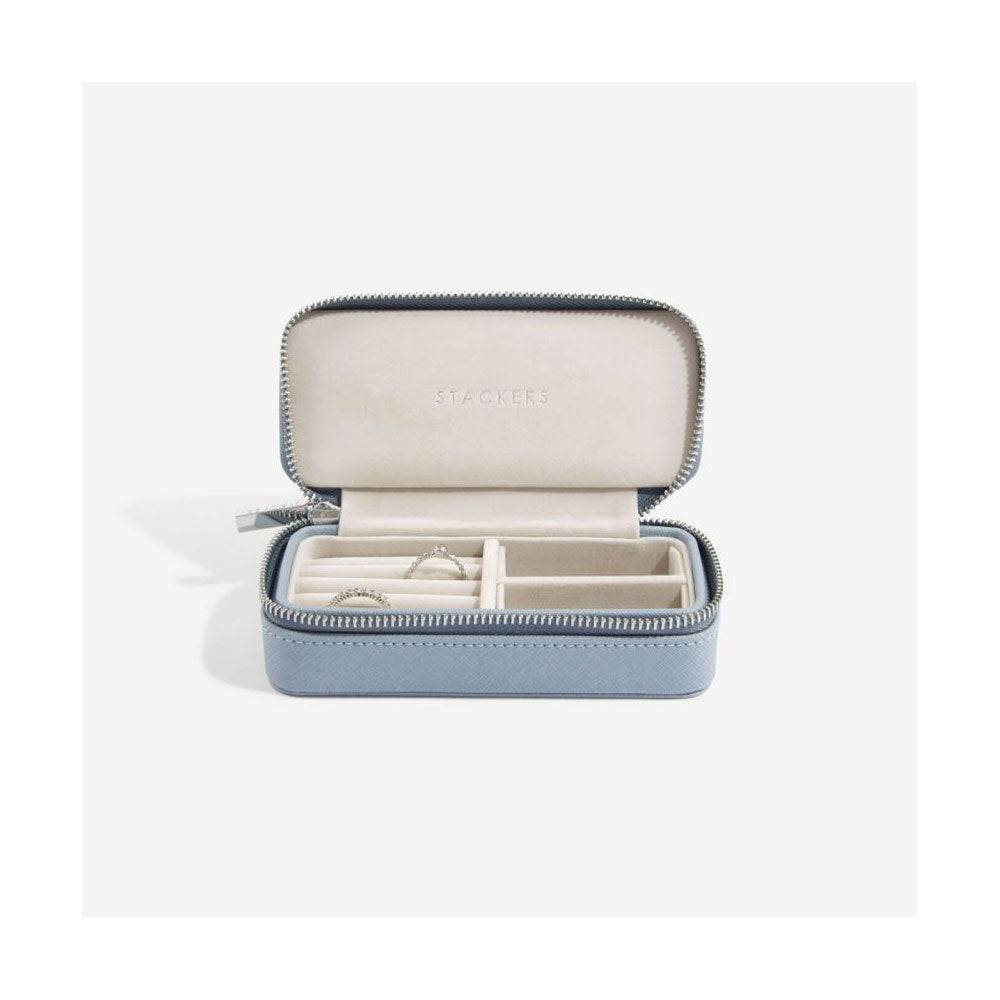 Dusky Blue Medium Travel Jewellery Box
