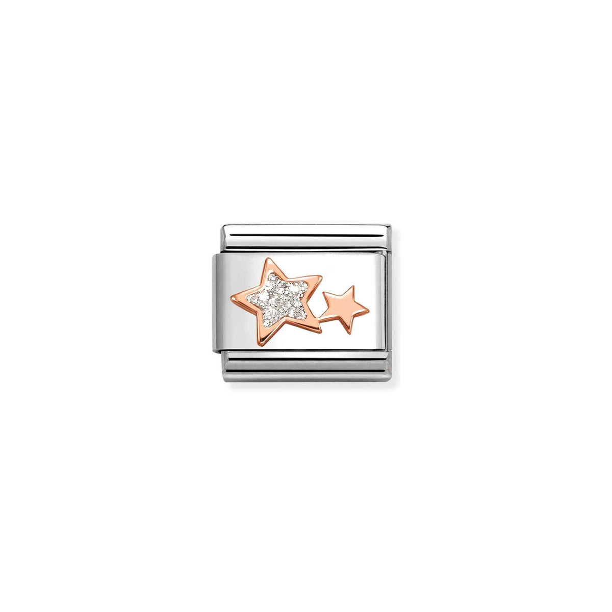 Composable Classic Link 430205/29 Silver Glitter Stars In 9K Rose Gold