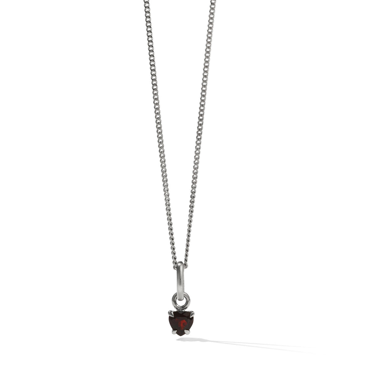 Sterling Silver Thai Garnet Micro Heart Jewel 45cm Necklace