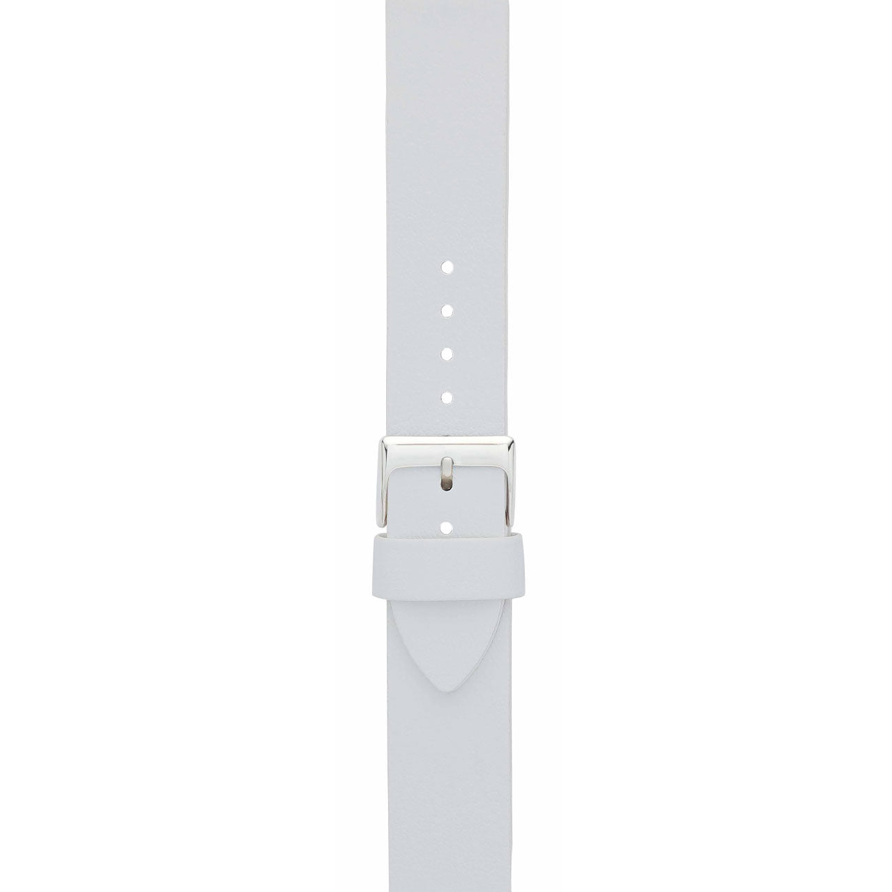 White 18mm Leather Watch Strap with Silver Buckle