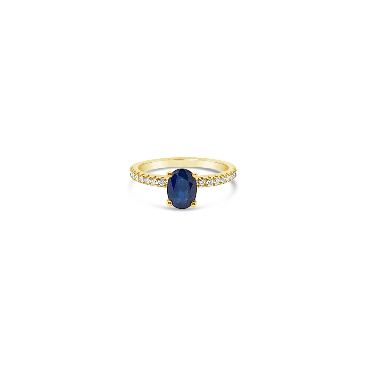 10k Yellow Gold Sapphire & Diamond Solitaire Ring