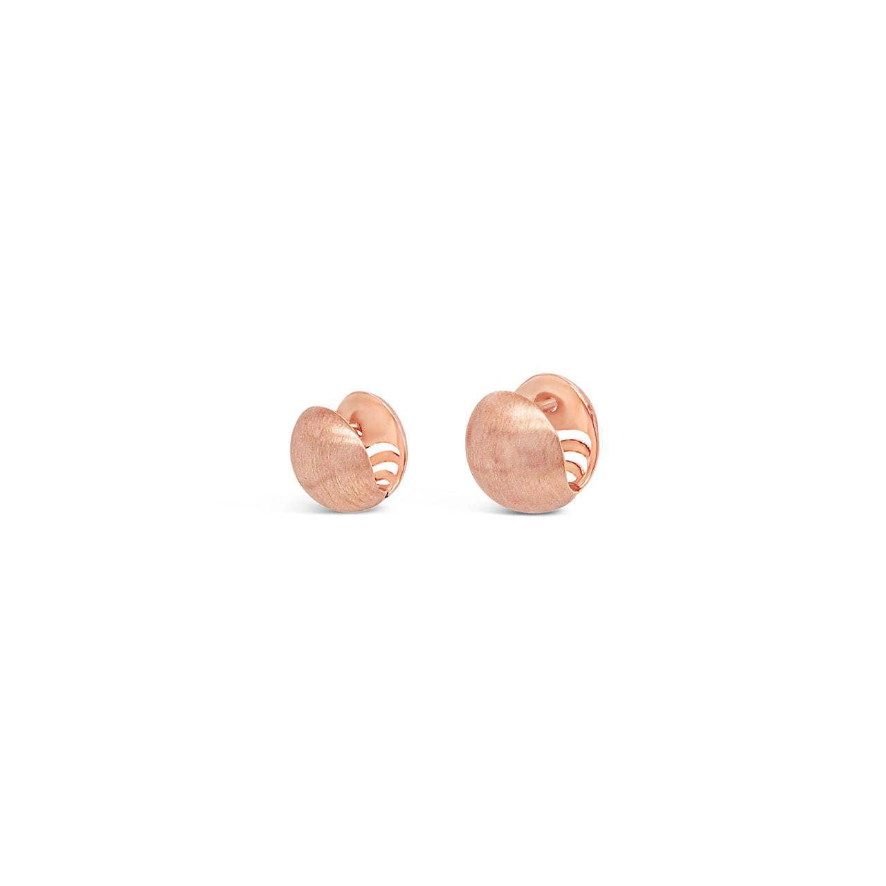 Sterling Silver Rose Gold Plated Round Ball Huggie Earrings