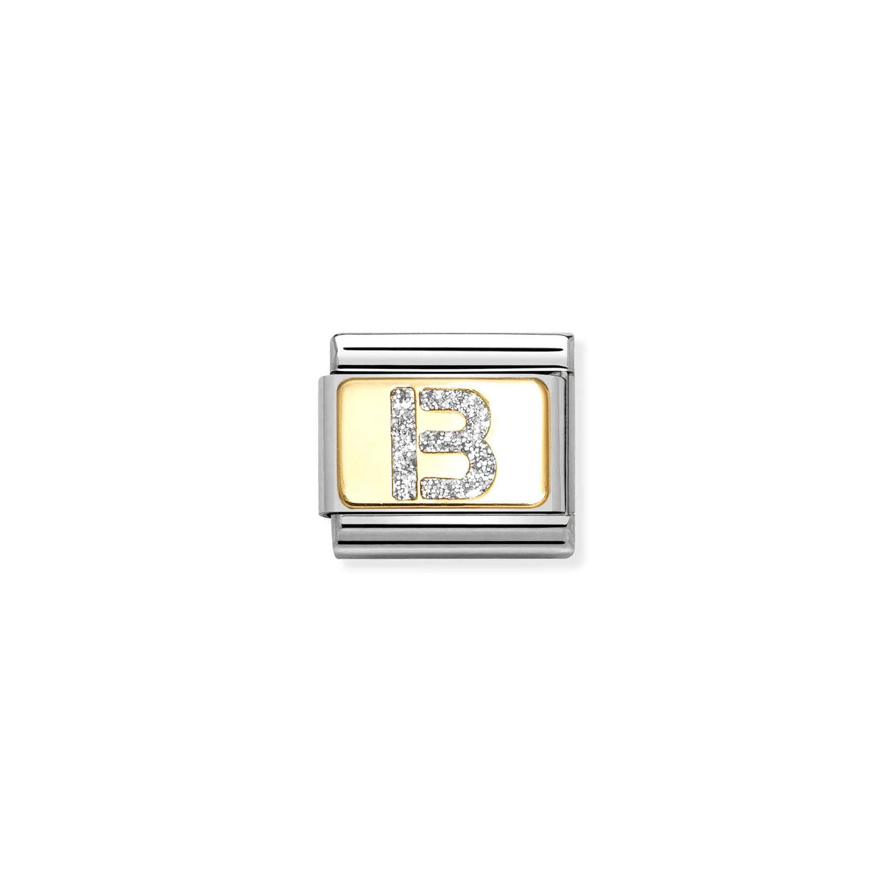 Composable Classic Link 030291/02 Silver Letter B In 18K Gold & Glitter Enamel