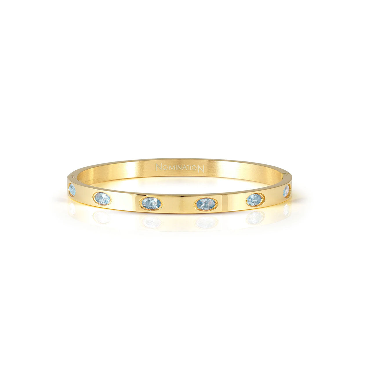 Pretty Bangles Gold With Blue CZ - Size Medium