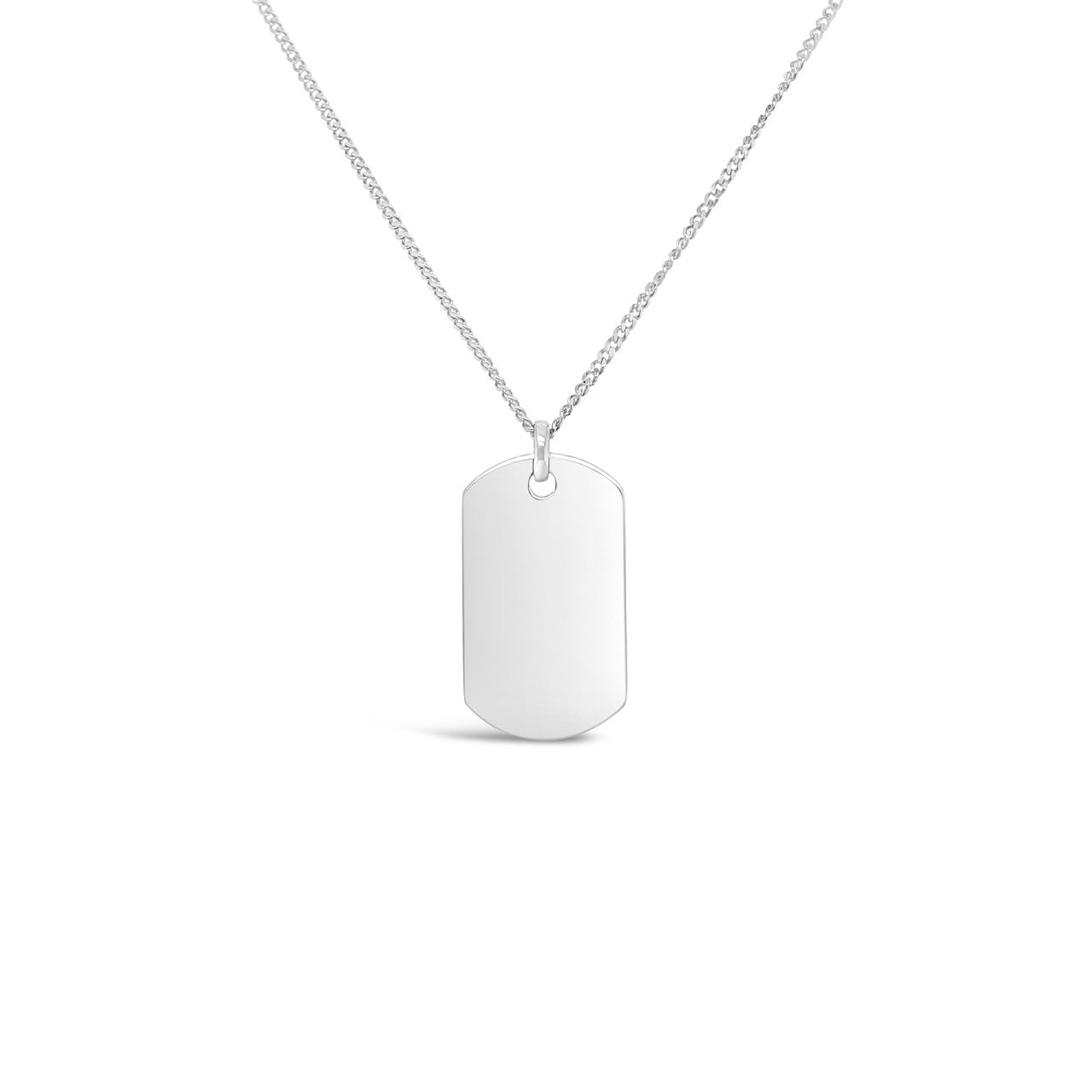 Sterling Silver Rounded Edge Dog Tag Pendant