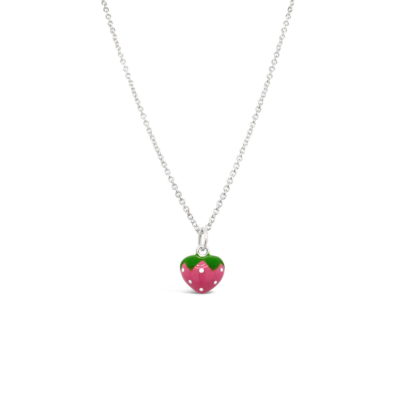 Sterling Silver Enamel Strawberry Pendant