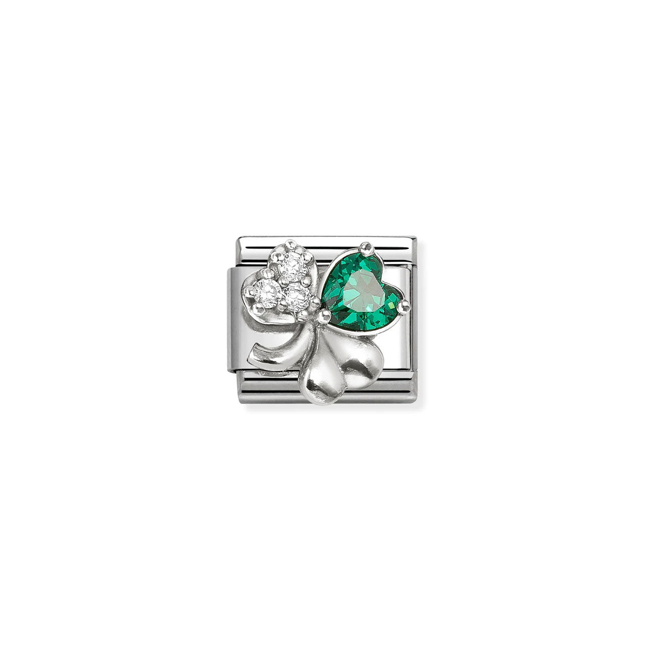 Composable Classic Link 330322/10 Clover With White & Green CZ In Silver