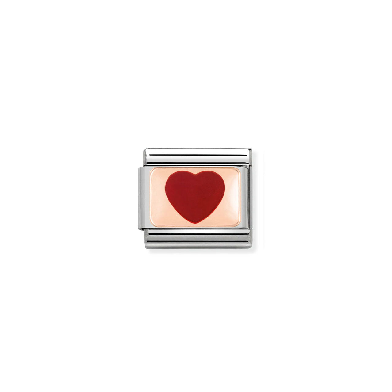 Composable Classic Link 430201/14 Red Heart On 9k Rose Gold Plate & Enamel