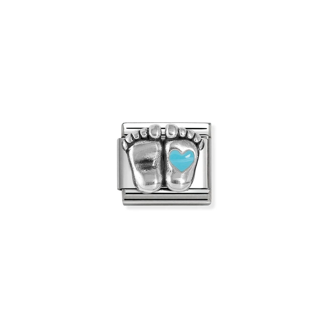 Composable Classic Link 330204/30 Baby Feet Blue Enamel In 925 Silver