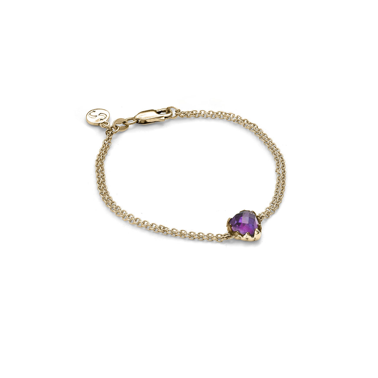 18k Gold Plated Love Claw Bracelet - Dark Amethyst