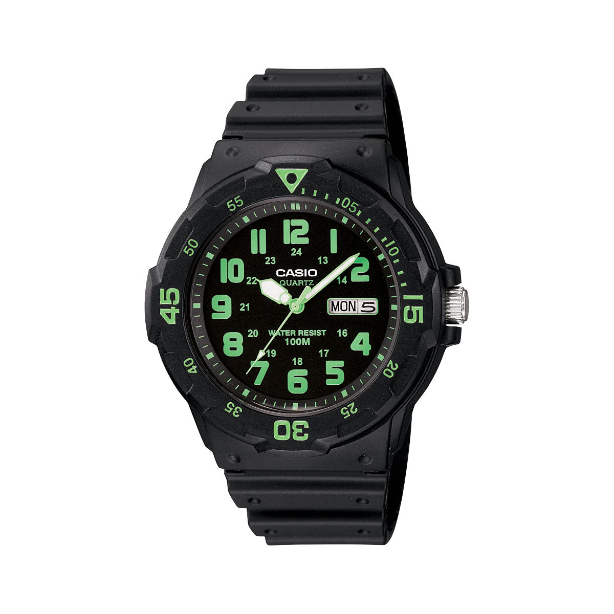 Casio Mens Black & Green Watch - MRW200H-3B