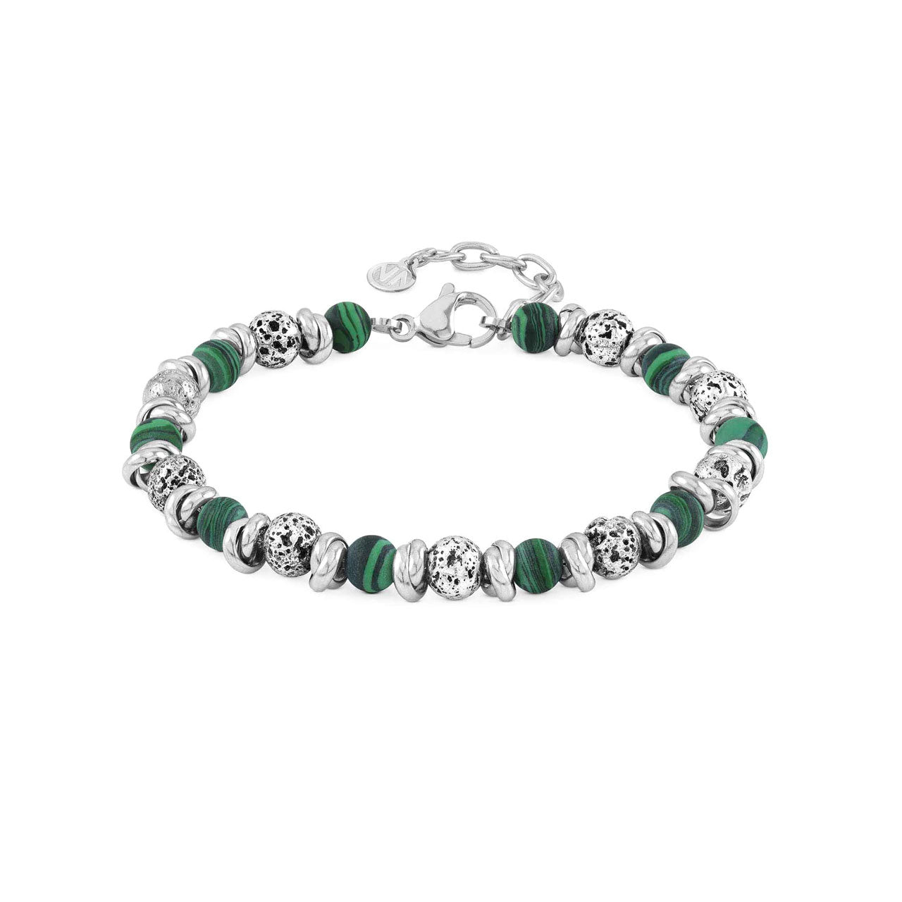 Instinct Bracelet 027919/045 Stainless Steel With Lava Stones & Green Malachite