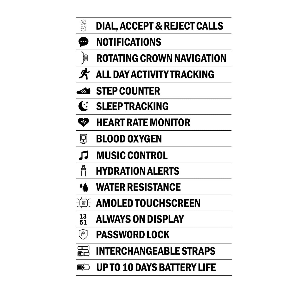 Sekonda Flex Plus Smart Calling Watch | Black Alloy Case & Black Silicone Strap | 40666