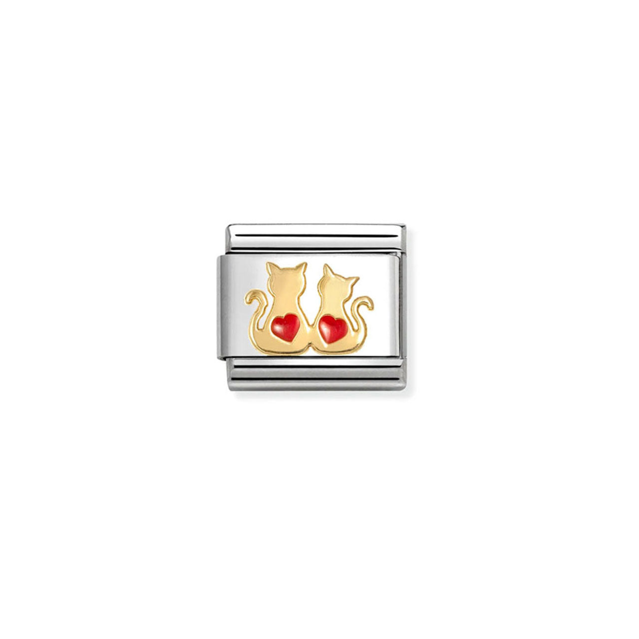 Composable Classic Link 030285/70 Cats With Red Heart In 18K Gold & Enamel