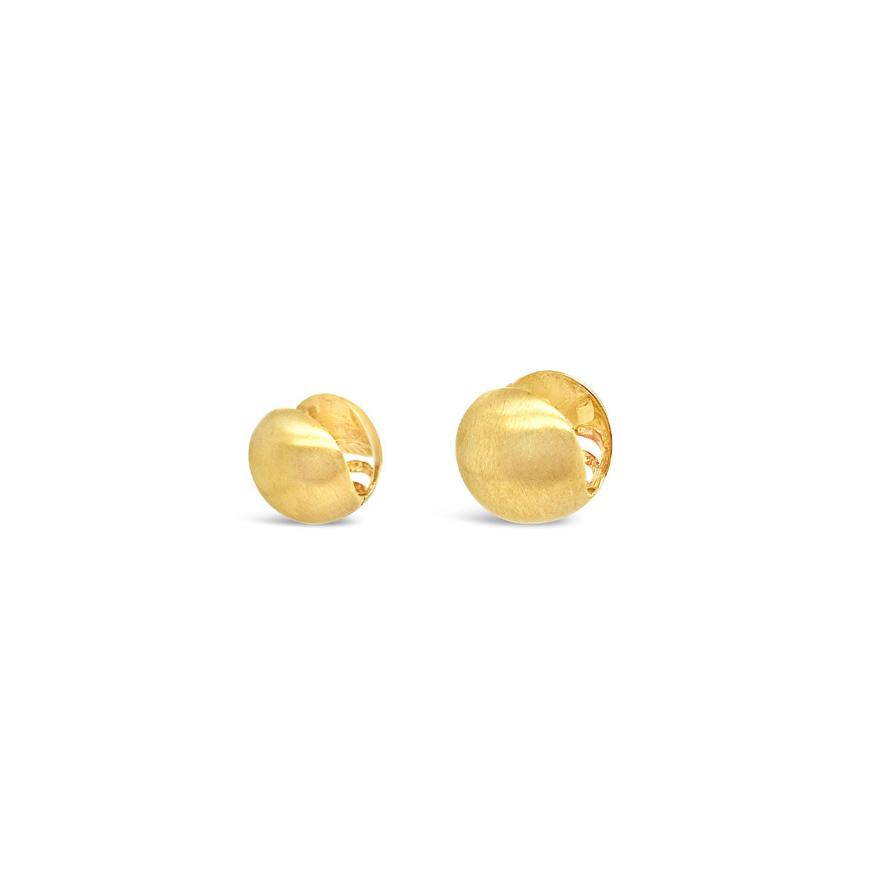Sterling Silver Yellow Gold Plated Round Ball Huggie Earrings