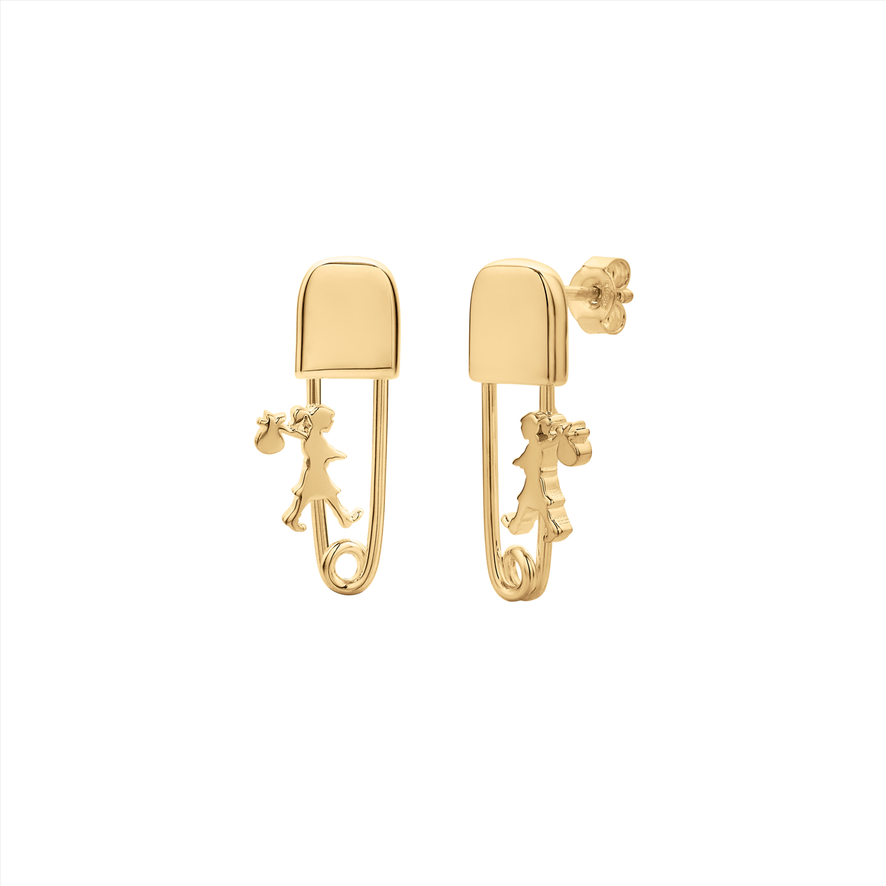 Gold Plated Mini Runaway Safety Pin Studs