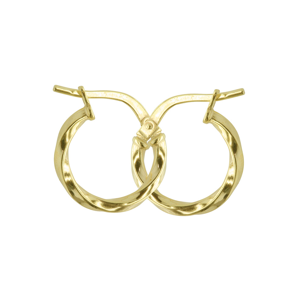 Tiny Twist Hoop Earrings - 9k Yellow Gold Silver Filled