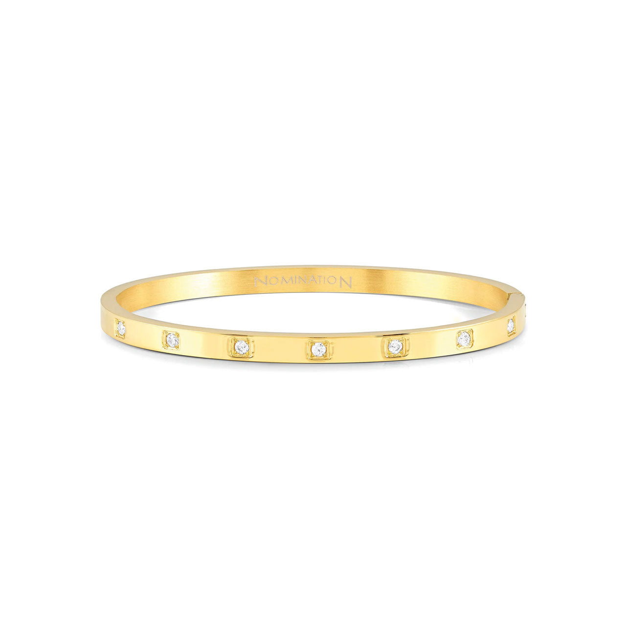 Pretty Bangles Thick Gold With White CZ - Size Large