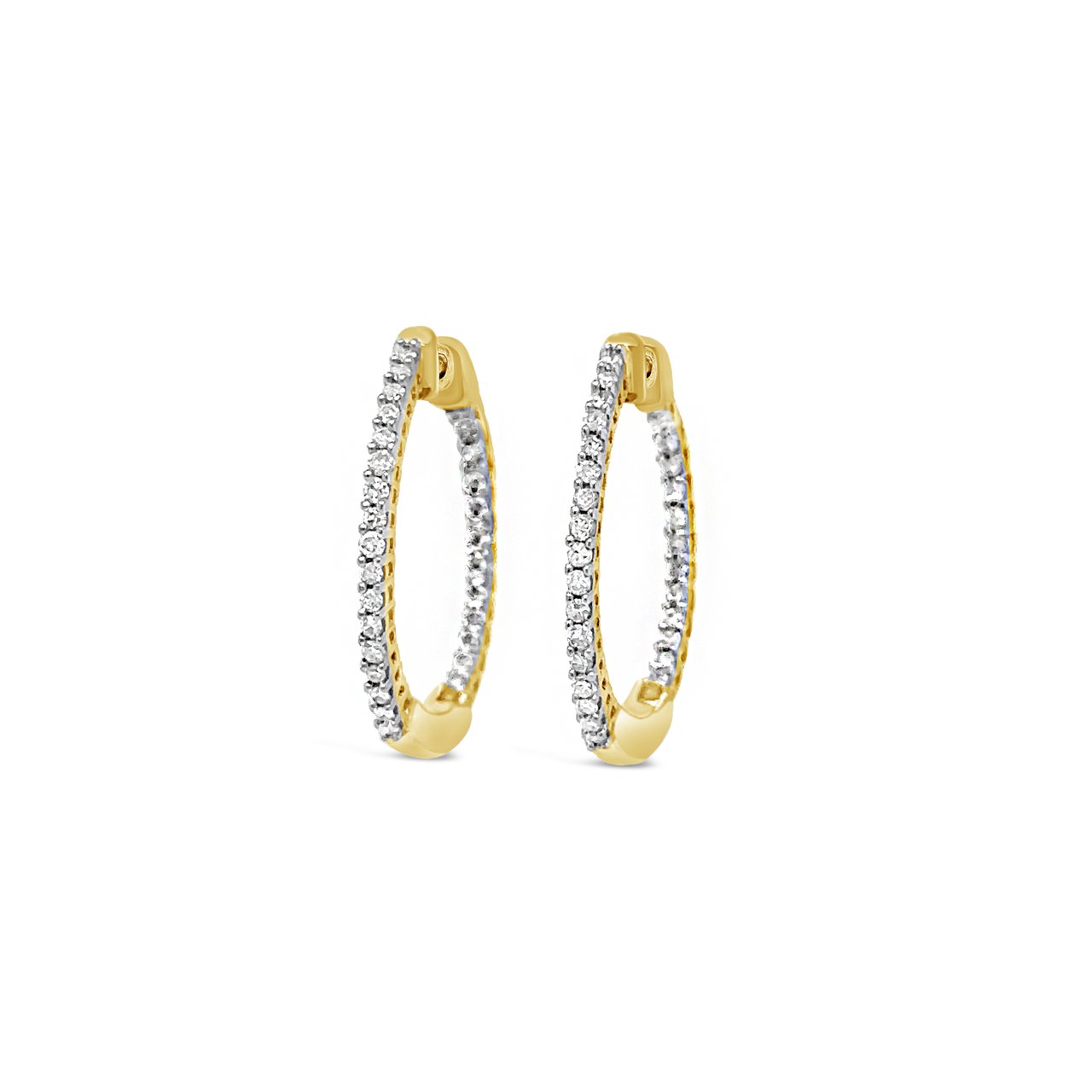 9k Yellow Gold 0.25ct Diamonds Hoop Earrings