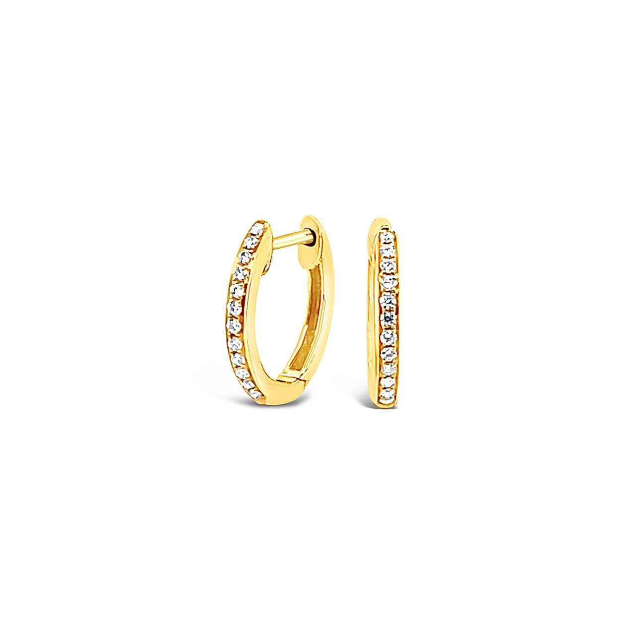 9k Yellow Gold Small Round 0.15ct Diamond Huggie Earrings