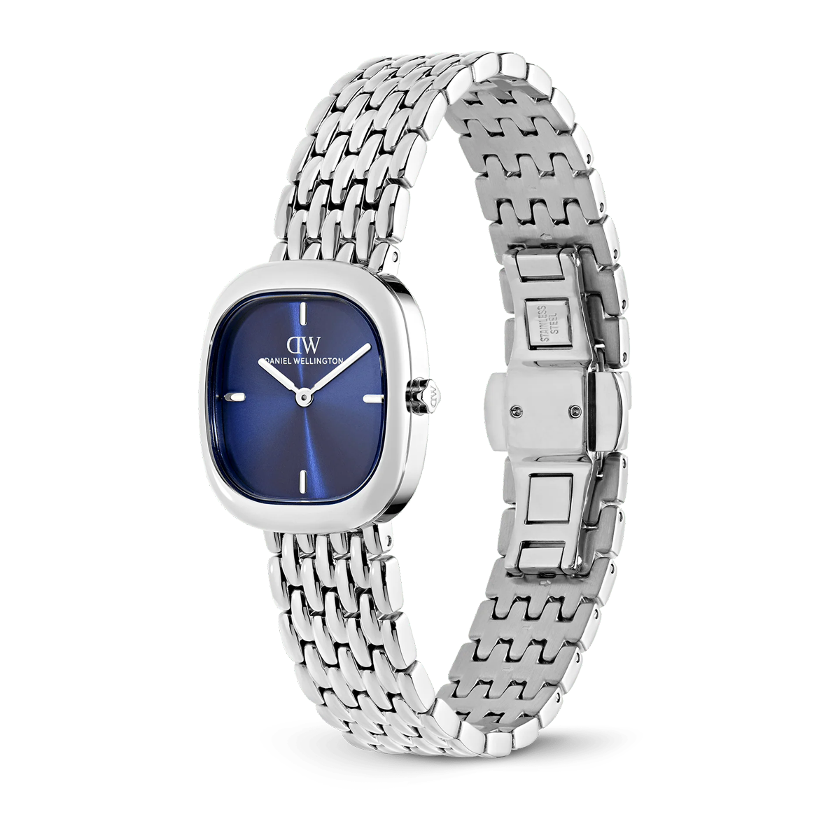 Corta Royal Blue Grain-Link Silver Watch