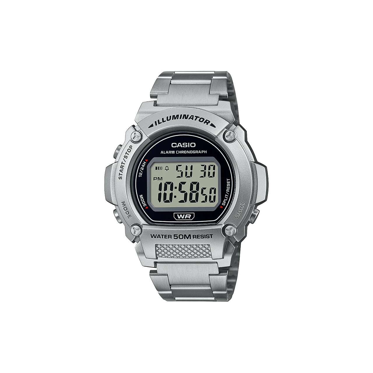 Casio Mens Silver Digital LED Watch - W219HD-1A