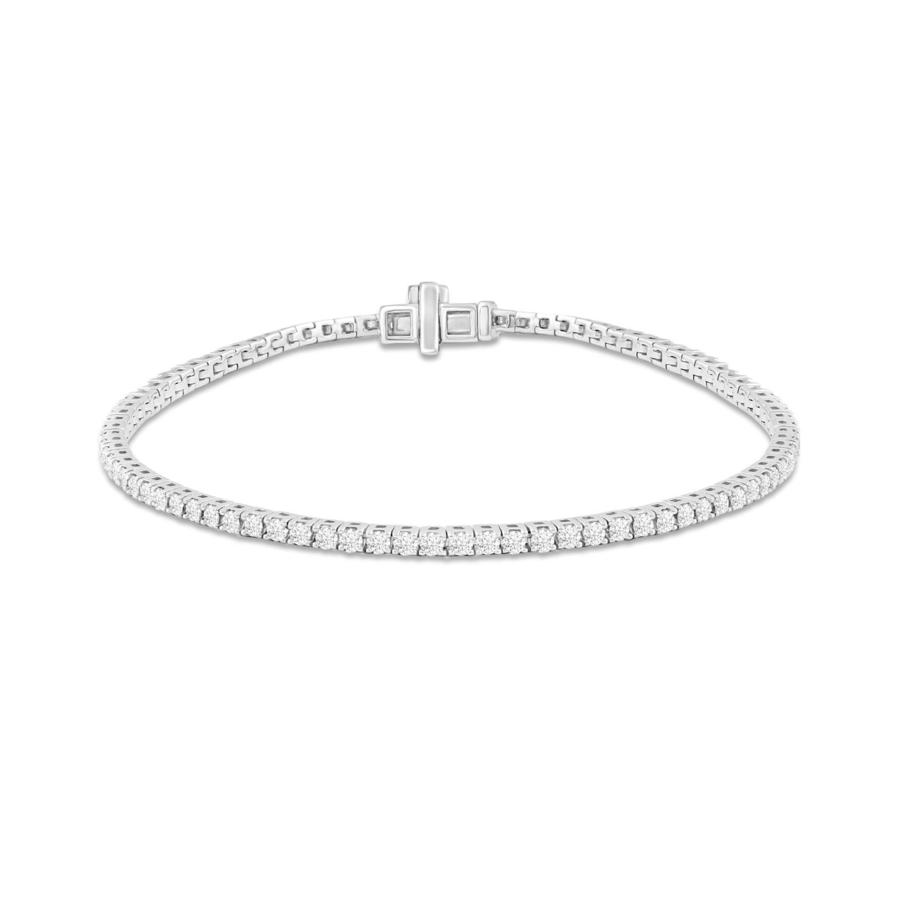 9k White Gold 2.00ct Diamond 18.5cm Tennis Bracelet