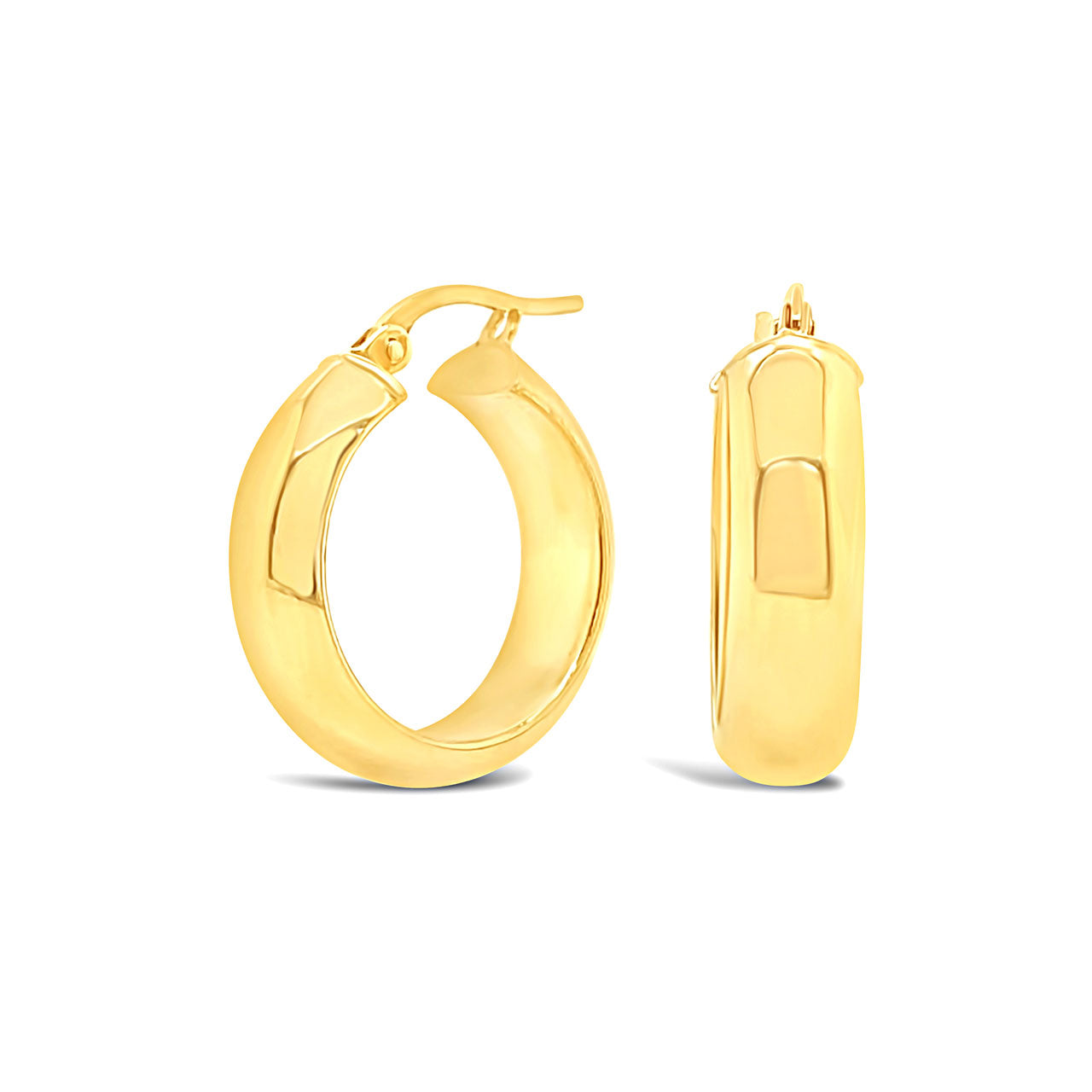 9k Yellow Gold 5.5x15mm Half Round Hoop Earrings