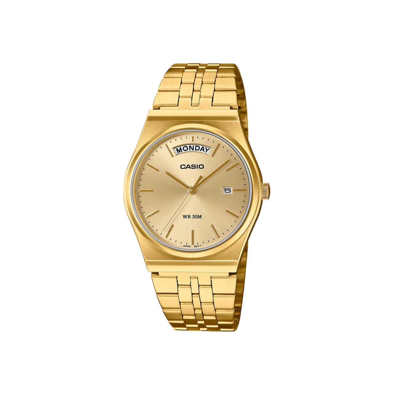 Casio Vintage Day Date Retro Gold Plated Gold Dial Watch - MTPB146G-9A