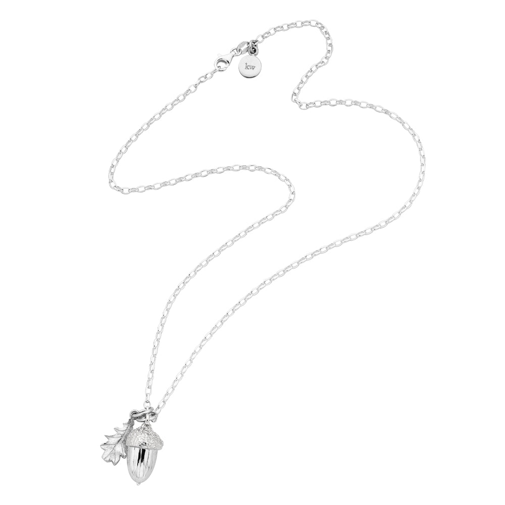 Sterling Silver Acorn & Leaf Pendant