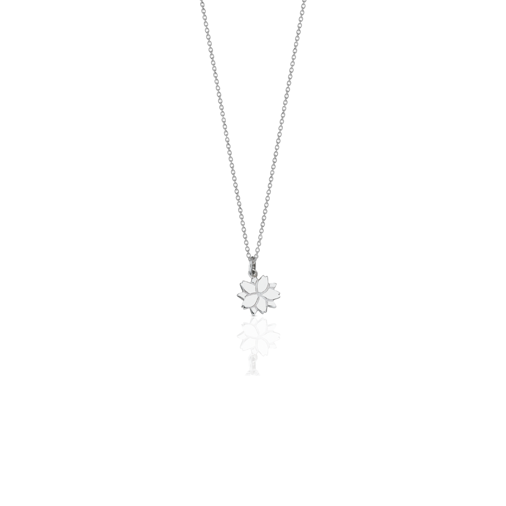 Sterling Silver Cherry Blossom Charm Necklace
